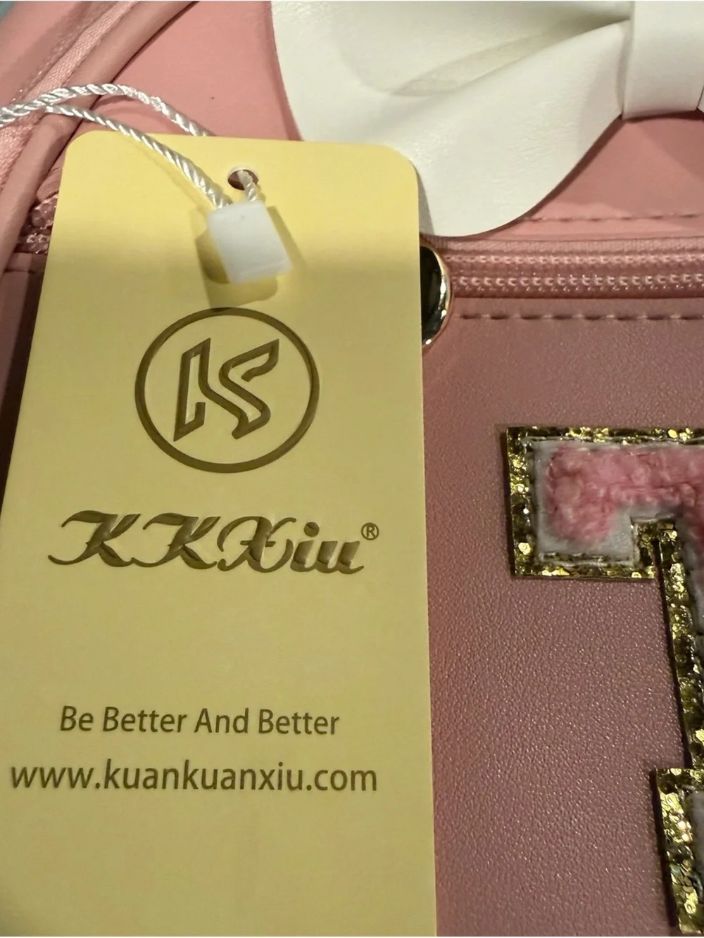 Kids Pink KKXIU Bow Accent Crossbody Or Backpack Bag with 'T' Patch